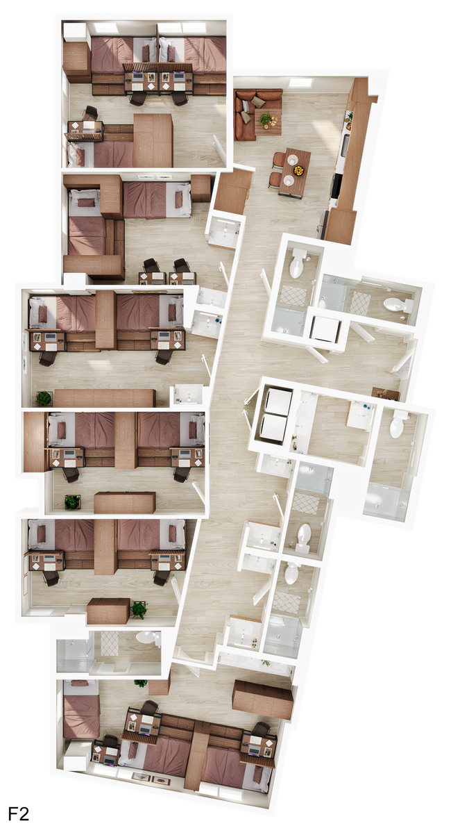6BR/6BA - F2 Triple floor plan